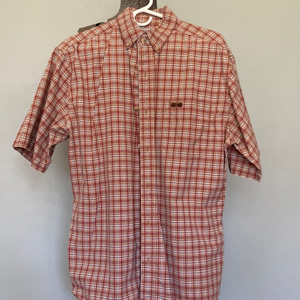 Mens Carhartt plaid button down short sleeve shirt Size M